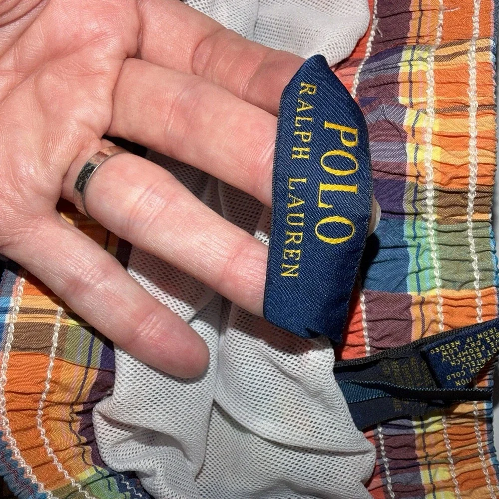 Polo Ralph Lauren Swim Trunks‎ Mens Medium Multicolor Plaid Madras Mesh Lined